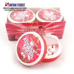 40G Xylitol Bạc Hà Không Đường Hương Dâu Tây Trong Hộp Tròn Bánh Kẹo Đồ Ăn Nhẹ Thực Phẩm Kẹo Ngọt