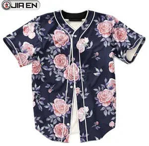 Fashion Sublimation Baseball Uniform Floral Baseball Jersey Top