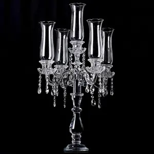 Wedding Wholesale 5 Arms Hurricane Crystal Candle Holder Candelabra With Cheap Prices