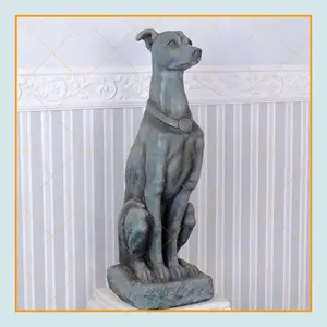 Großhandel Metall dekorative Skulptur sitzen Bronze Windhund Hundes tatue