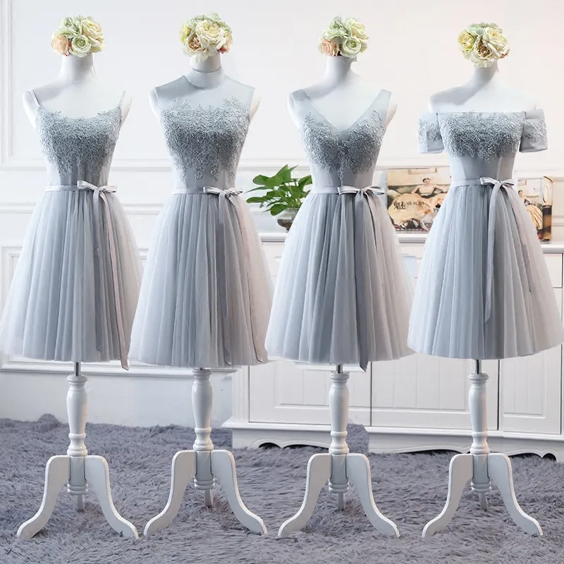 LSSX005 four designs for choose guangzhou lace knee length bridesmaid dresses