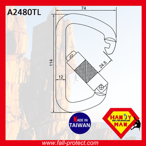 Mousqueton d'escalade en aluminium A2480TL - Conception à verrouillage par torsion pour l'escalade, la rigging et l'accès par corde - Product Image 2
