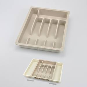 Utilisé dans la cuisine en plastique de couleur kaki en forme de plateau à couverts - Product Image 2