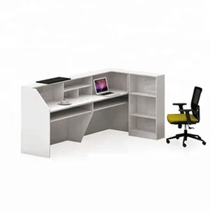 Индивидуальное изготовление, офисная деревянная белая стойка приема I-образной формы, дизайнерская белая стойка приемника, офисные современные письменные столы