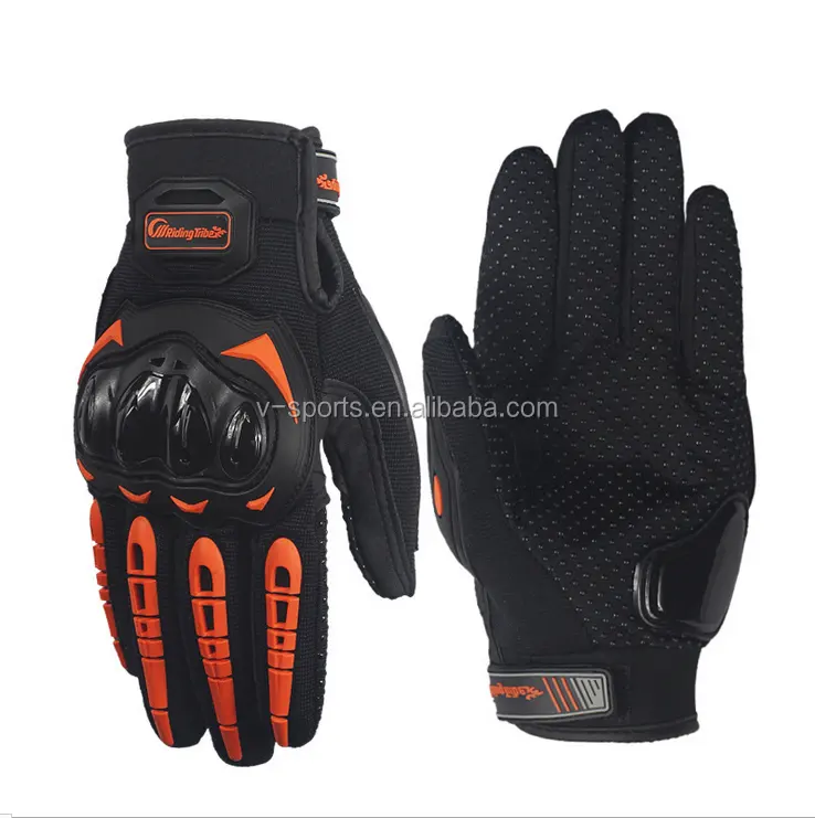 Motorcycle racing gloves sports gloves in black, green, orange color