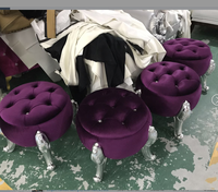 Tabouret de manucure et pédicure, en forme de citrouille, violet, petit tabouret élégant pour salon de manucure, 1 pièce