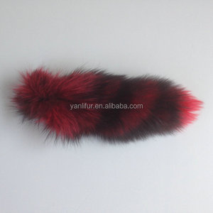 Cauda de pele de raposa <span class=keywords><strong>dyed</strong></span> para pingente de bolsa de pelúcia, chaveiro personalizado de decoração - Product Image 4