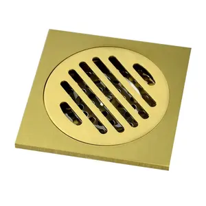 PVD gold plating brass floor drain anti odor bathroom square floor drain
