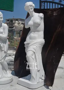 Clássico colorido arte deco estátua de jardim mármore quatro estações senhora escultura com uvas