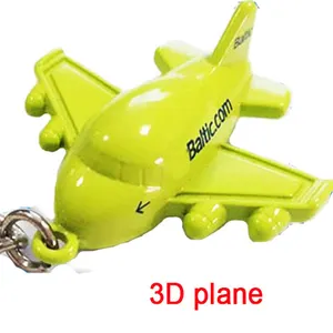Geel 3D Vliegtuig Sleutelhanger Voor Vliegtuigen Rederij Promotionele Souvenir Vliegtuigen Vliegtuig Sleutelhanger
