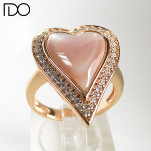 Bague en acier inoxydable, plaqué or Rose, argent Sterling 925, mère de la perle en diamant - Product Image 3