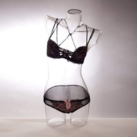 Mannequin de buste féminin transparent en plastique pour soutien-gorge, lingerie, vêtements de dessous, torse