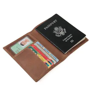 Fashion classical custom mens card case cover soft leather passport wallet for gift