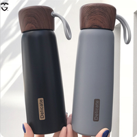 Termo de Acero Inoxidable de Doble Pared Aislado al Vacío de 400ml 500ml, Bonito Termo de Madera y Plástico para Agua