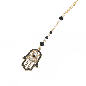 <span class=keywords><strong>Collana</strong></span> pendente a forma <span class=keywords><strong>di</strong></span> <span class=keywords><strong>mano</strong></span> <span class=keywords><strong>con</strong></span> perline <span class=keywords><strong>di</strong></span> cristallo nero lunga e fatta a <span class=keywords><strong>mano</strong></span> <span class=keywords><strong>di</strong></span> migliore qualità - Product Image 2