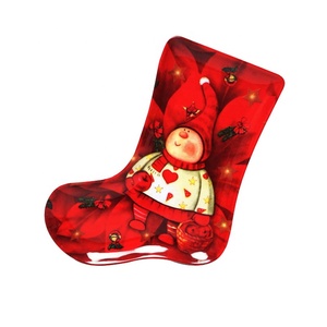 La familia de Navidad de vajilla de melamina de plástico Santa calcetín forma placa con nieve - Product Image 4