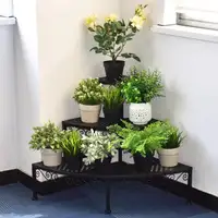 Soporte de planta de esquina soporte de maceta de flores soporte de zapato de soporte de exhibición de plantas de estilo de paso de 3 niveles, 24 pulgadas de alto