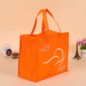 Commercio all'ingrosso logo doganale shopping bag a buon mercato non tessuto eco friendly sacchetto a chiusura zip immagine sacchetto di tessuto non tessuto