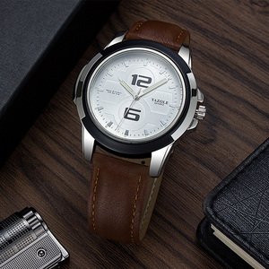 Yazole Z <span class=keywords><strong>418</strong></span>-Reloj de pulsera de cuero para hombre, cronógrafo de cuarzo con etiqueta personalizada, a escala de números, sencillo, con logotipo personalizado - Product Image 1