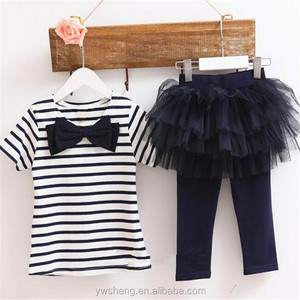 Bonita ropa para niña bebé a rayas blancas y <span class=keywords><strong>negras</strong></span>, conjunto de ropa para niño de otoño con falda de tutú - Product Image 3