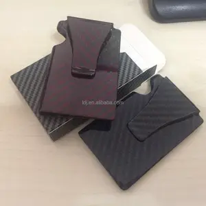 Dompet Uang Mini Serat Karbon Rifd, Dompet Klip Uang Mini, Tempat ID Kartu Kredit dengan RFID, Dompet Kartu Anti Kepala Porte Carte