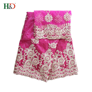 H & D Alibaba Bonne Qualité Le Plus Bas <span class=keywords><strong>Prix</strong></span> <span class=keywords><strong>Bazin</strong></span> Riche <span class=keywords><strong>Getzner</strong></span> Dentelle Coton Broderie Tissu En Chine - Product Image 4