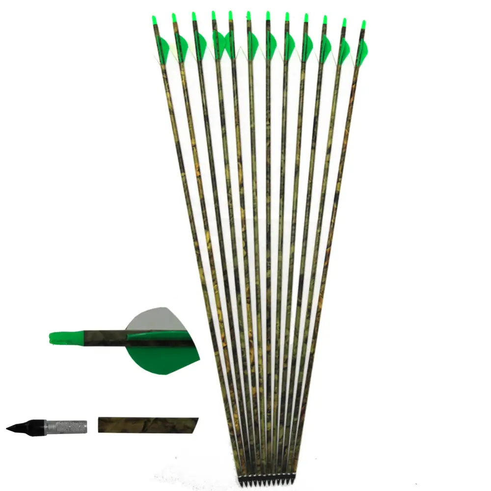 Archery Carbon Arrows Camo Arrow 30 "Shaft OD 7.6mm With Nocks For DIY Compound / Traditional Bow