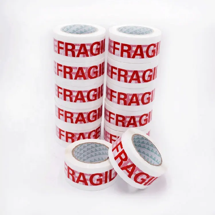 Fragile avvertimento adesivo bopp nastro di imballaggio su misura single-sided adesivo di tenuta bopp nastro