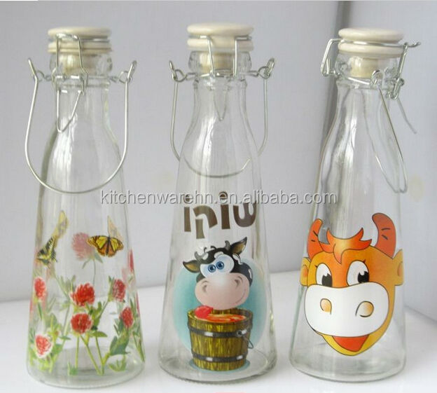Wholesale 100ml Glass milk bottle 3oz with plastic lid