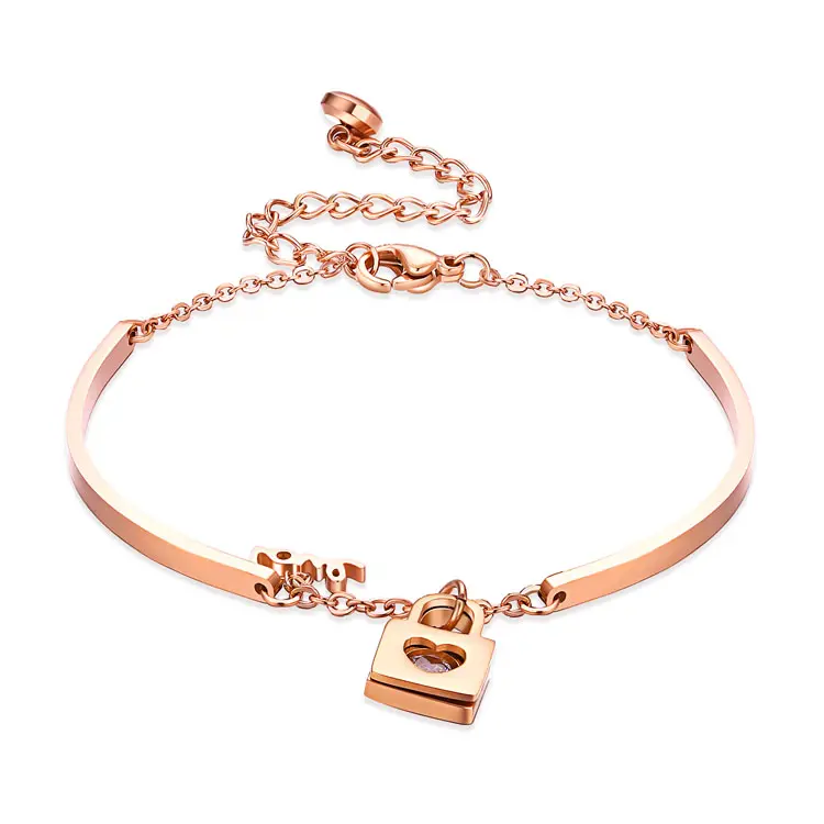 Bracelet à breloque avec clé en acier inoxydable, pour femmes, chaîne épaisse, Alibaba, offre spéciale