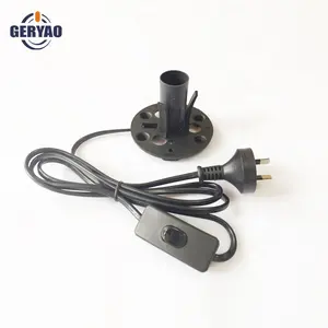 Australian approval salt lamp power cord with on off switch and E14 lamp holder with plate
