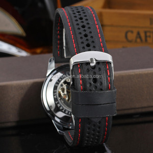 Nouveau gagnant noir Silicone bracelet automatique mécanique squelette montre pour hommes mode montres Reloj Hombre Horloge - Product Image 5