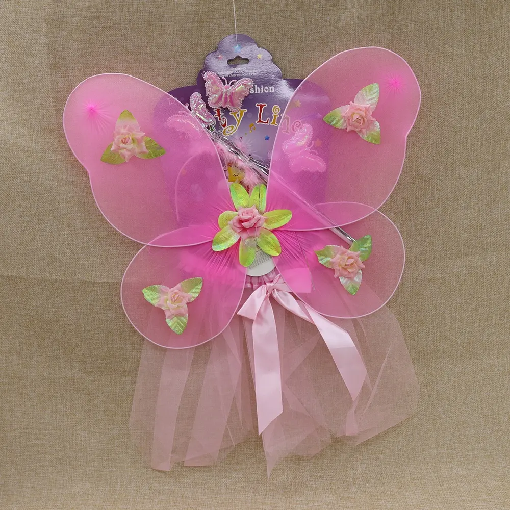 Children Girls Costume Angel Fairy Butterfly Wing Christmas Halloweenパーティーコスプレヘッドバンド + Magic Wand + 蝶の羽3ピース/セット