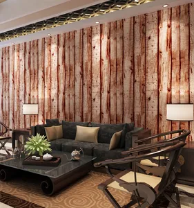 PVC modern fireproof wood wall paper for living walls best price