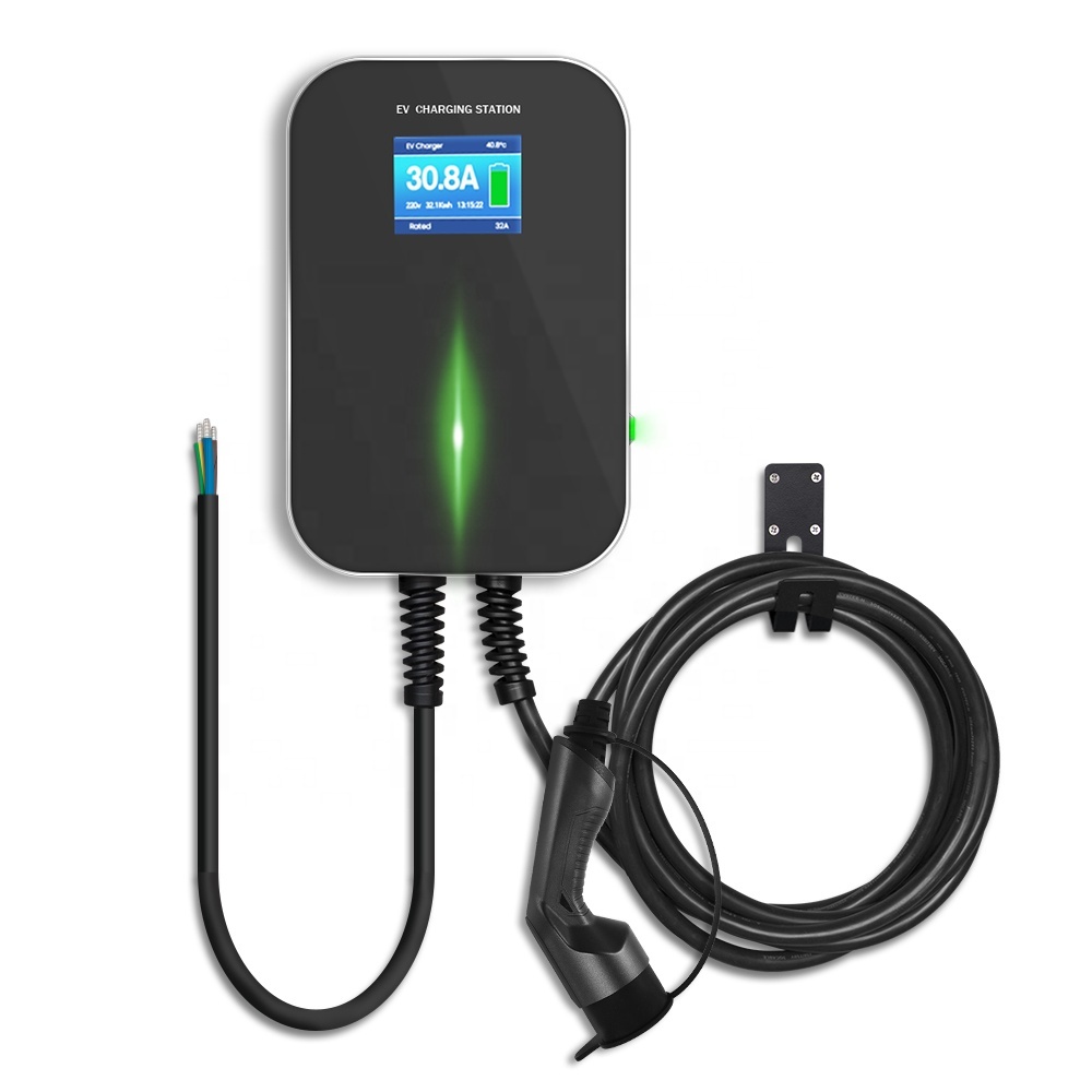 LCD Screen EVSE Type 2 11kw charging station with type 2 plug