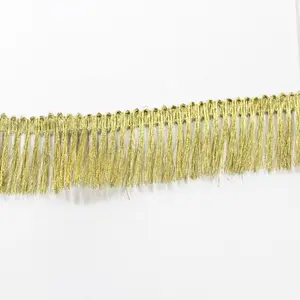 Tassel And Fringe Wholesale 100% Polyester Gold Tinsel Tassel Fringe Lace Trim