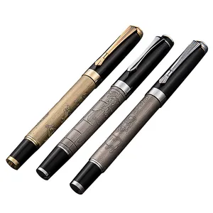 Nieuwe Gesneden Brons Plated Metalen Promotionele Beroemde Merk Reliëf Elegante Pen