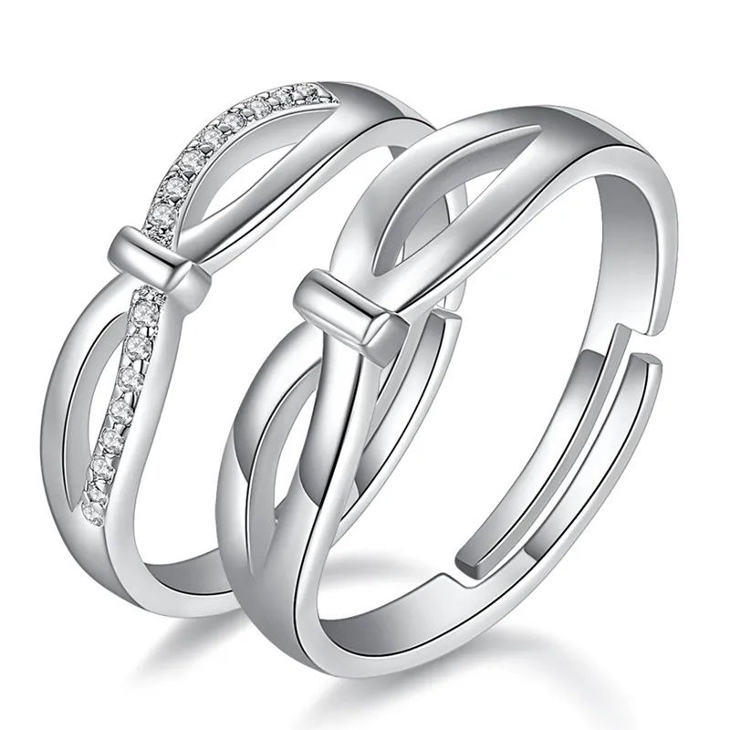 Promotion Wedding Gift Quartz Crystal Knot Couple Ring