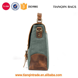 Borsa a Tracolla da Uomo Vintage in Tela per Laptop, Adatta per Portatili fino a 13,3 Pollici (Verde Corallo) - Product Image 3