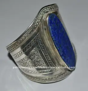 กำไลข้อมือเงินอัฟกันประดับลาพิส ลาซูลี - Product Image 1