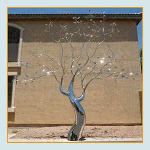 Large outdoor metal garden art stainless steel tree sculpture for sale