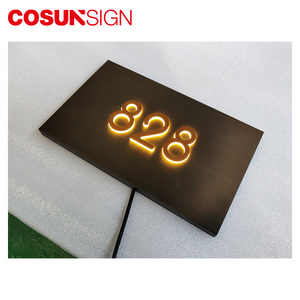 Cosun Custom ג 'ל מפואר מתכת דיגיטלי מלון דלת חדר בריטניה ריק מספר צלחת אור עיצוב - Product Image 2
