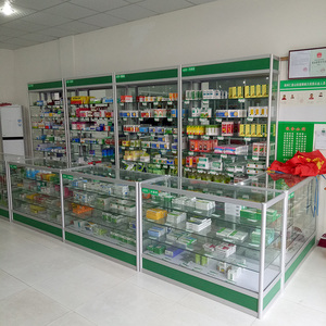 Porta chiudibile a chiave verde legno farmacia Display in vetro da banco in metallo con vano portaoggetti per vetrine - Product Image 5