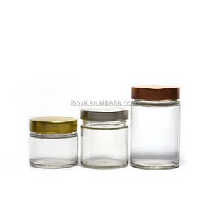 Straight Sided Clear Glass Jar 9 oz w/ Gold Lid