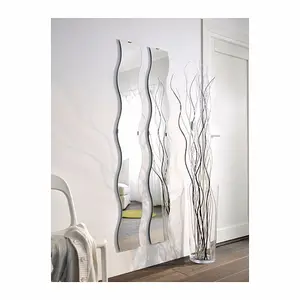 Vidrio de espejo de onda larga decorativo, espejo de cristal en forma de S/vidrio de espejo ondulado para diseños de interiores