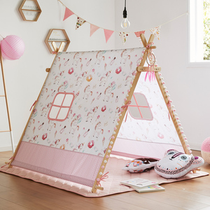Personalized <strong>Tents</strong> for Kids Canvas Cotton Baby <strong>Play</strong> Teepee <strong>Indoor</strong> Wooden Frame <strong>Tent</strong> for Kids - Product Image 6
