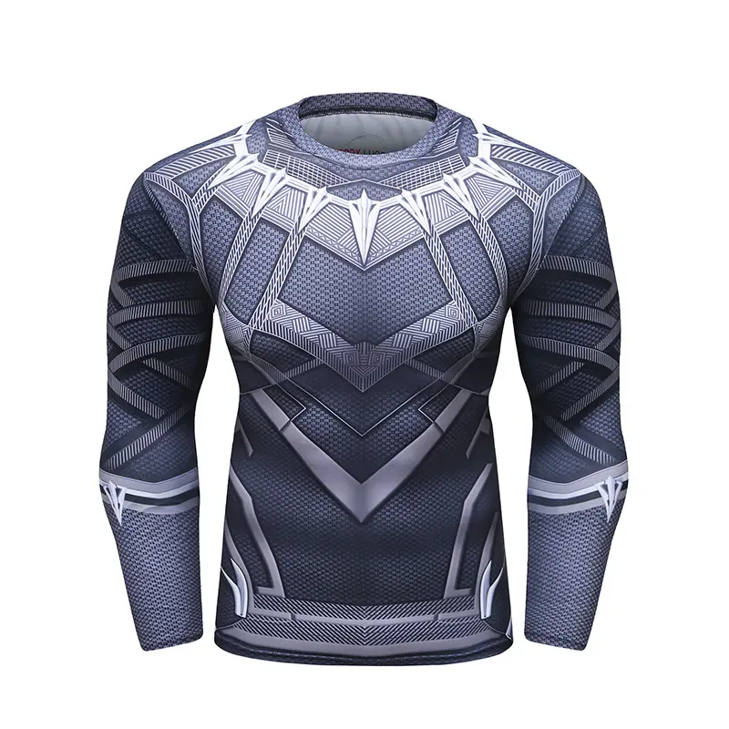 China Factory Men Clothing Sportswear 3D Printing Black Panther Gym T Shirt