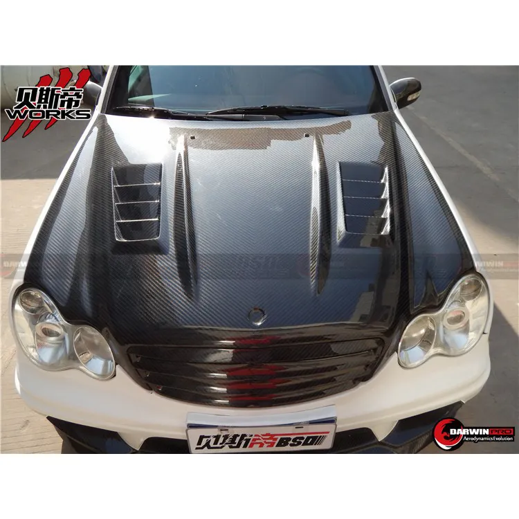 Carbonado Partielle En Fiber De Carbone Wi style Bonnet Capot pour 01-07 Mercedes Classe C W203