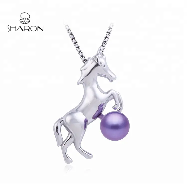 Hot Sale Animal 925 Sterling Silver Unicorn Jewelry Nice Natural Pearl Pendant