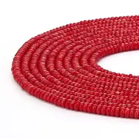 Rondelles à facettes Perles De Corail Rouge Naturel En Gros